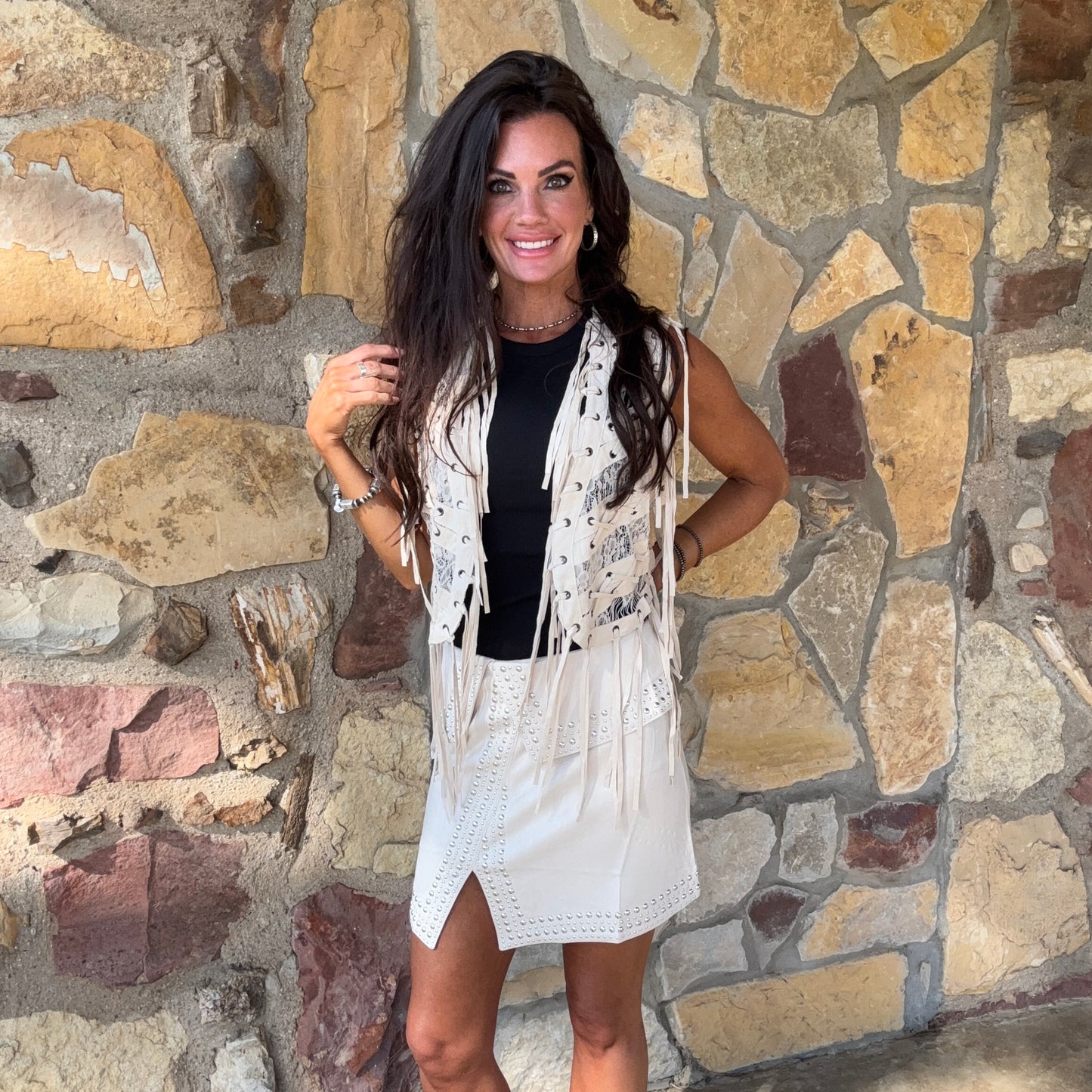 Lonesome Lace Suede Vest