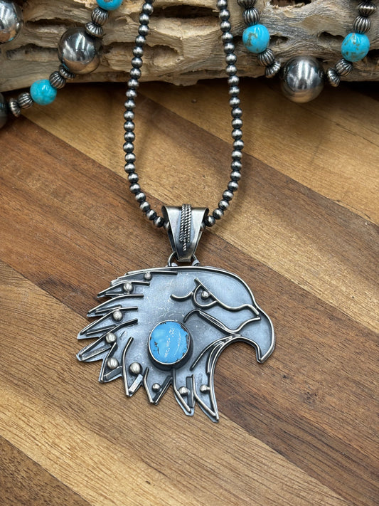 Golden Hills Eagle Pendant by Miranda Willie, Navajo