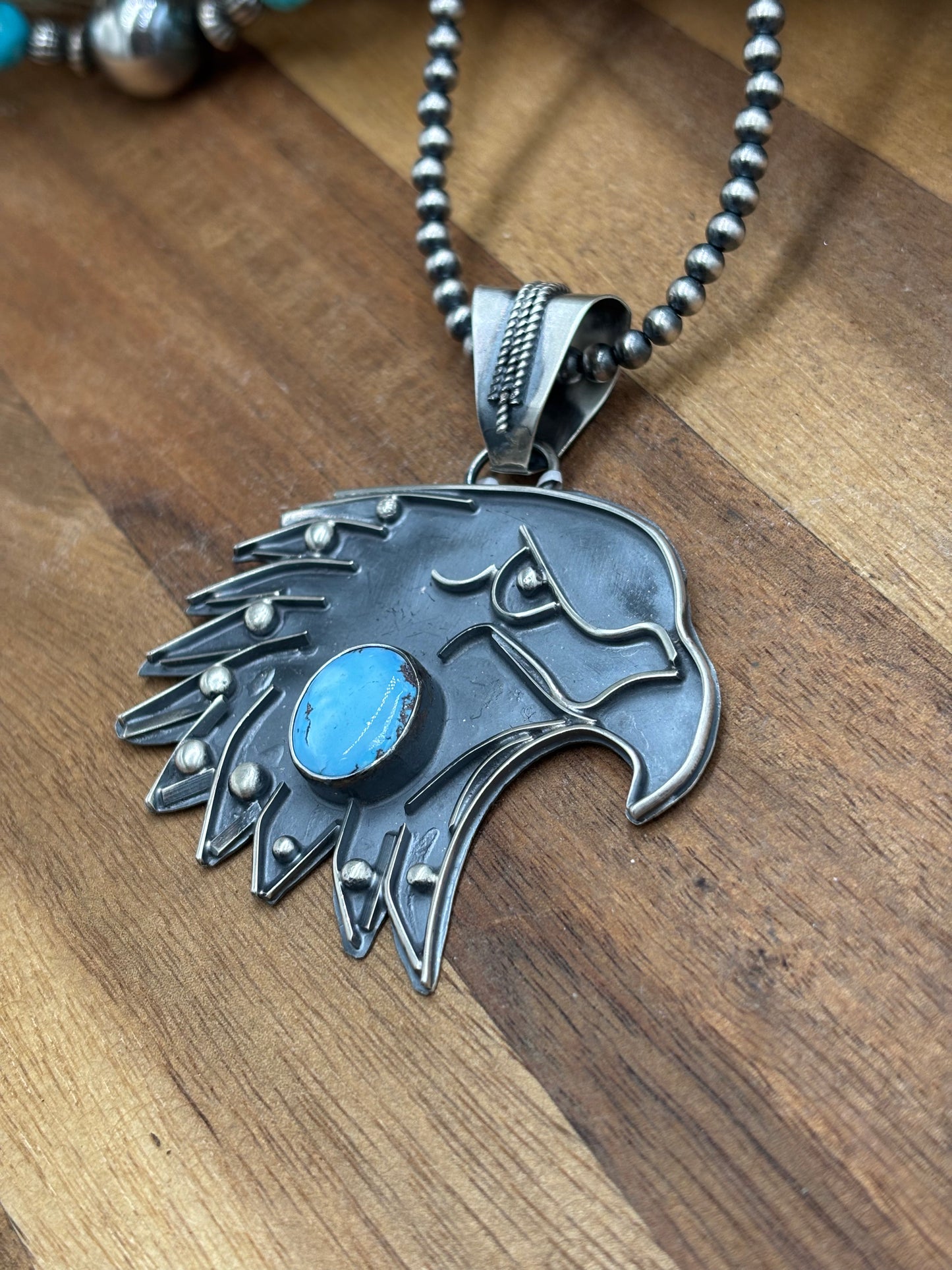 Golden Hills Eagle Pendant by Miranda Willie, Navajo