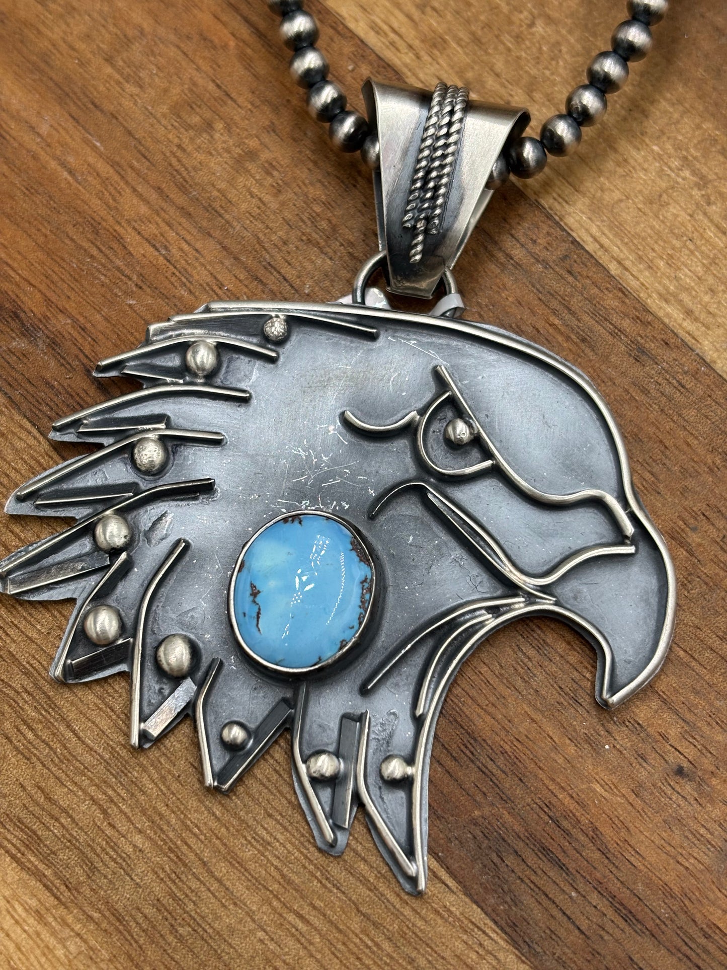 Golden Hills Eagle Pendant by Miranda Willie, Navajo