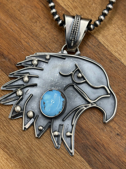 Golden Hills Eagle Pendant by Miranda Willie, Navajo