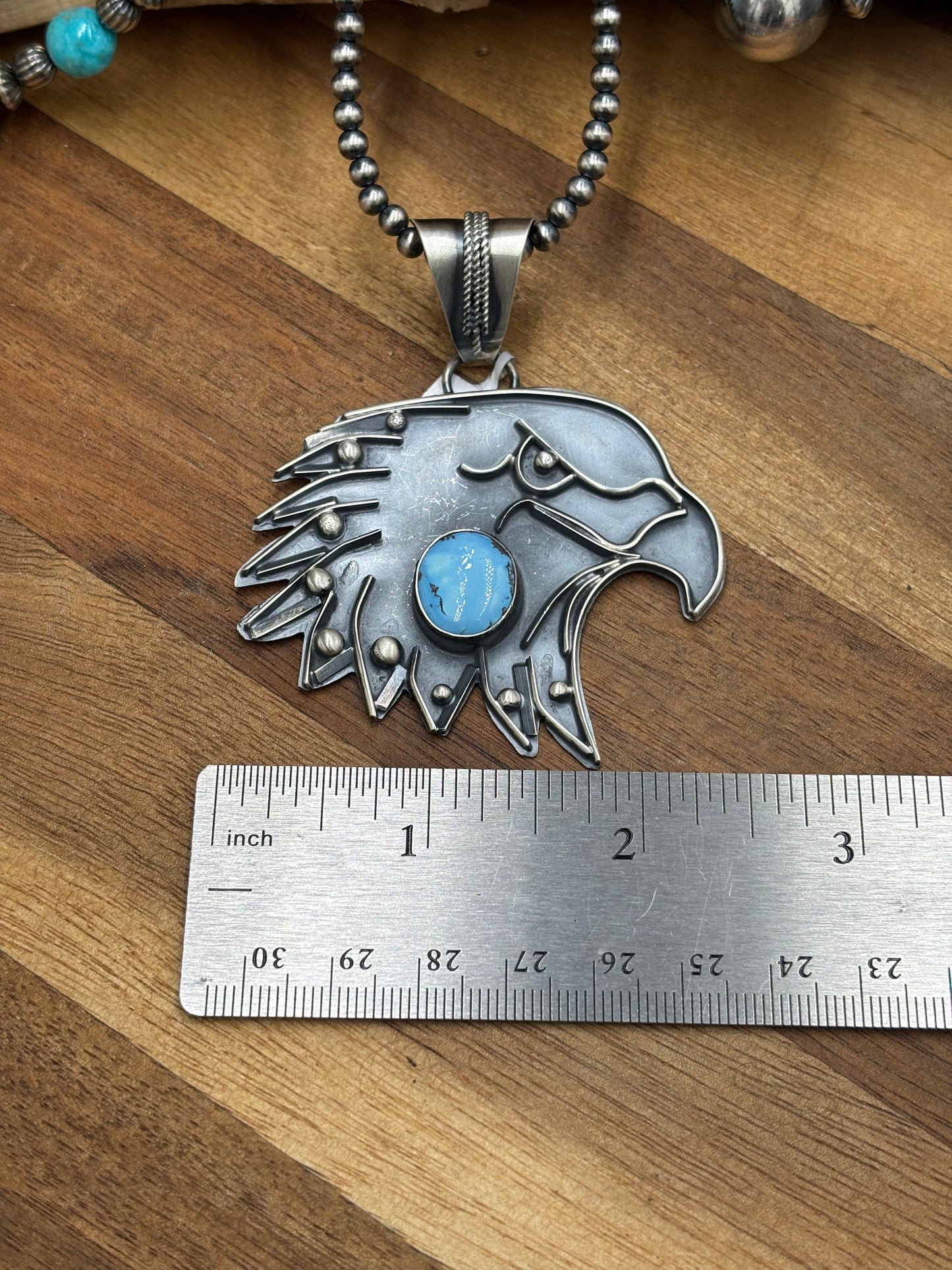 Golden Hills Eagle Pendant by Miranda Willie, Navajo