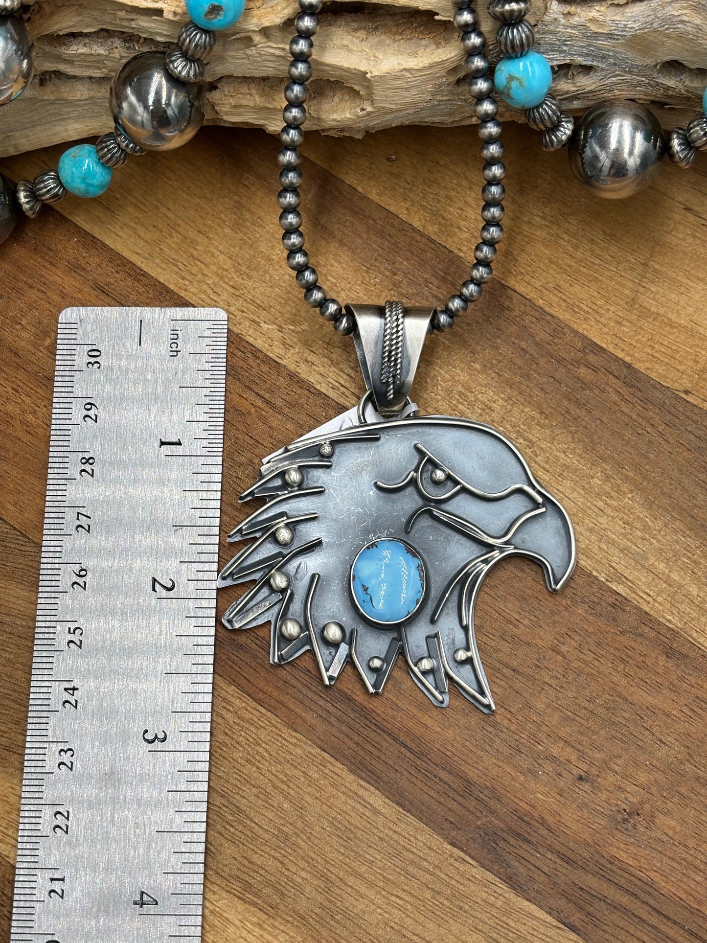 Golden Hills Eagle Pendant by Miranda Willie, Navajo