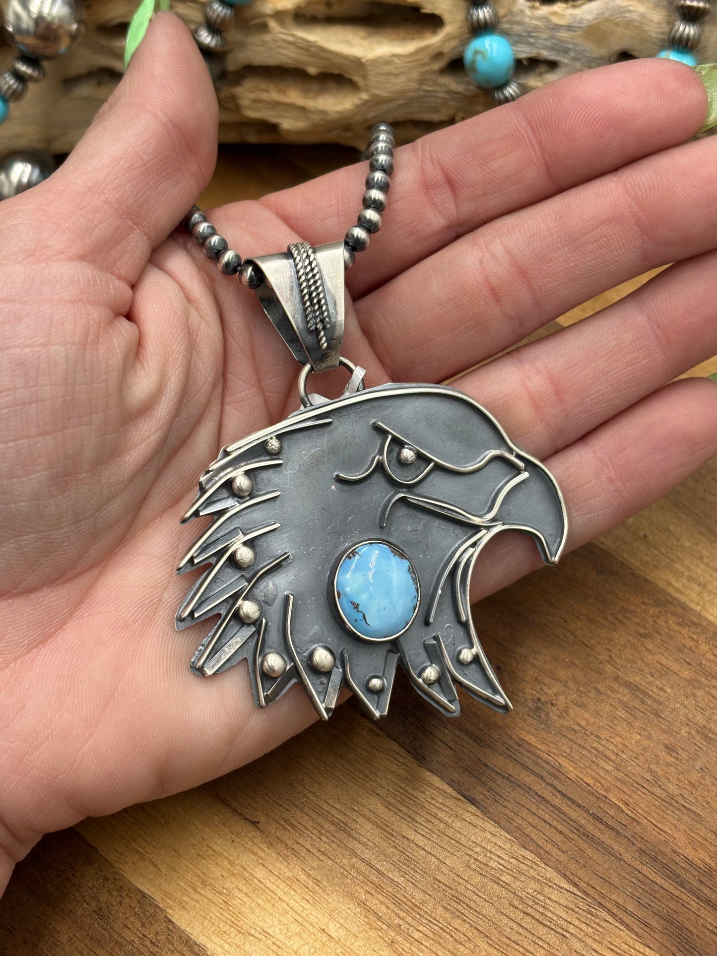 Golden Hills Eagle Pendant by Miranda Willie, Navajo