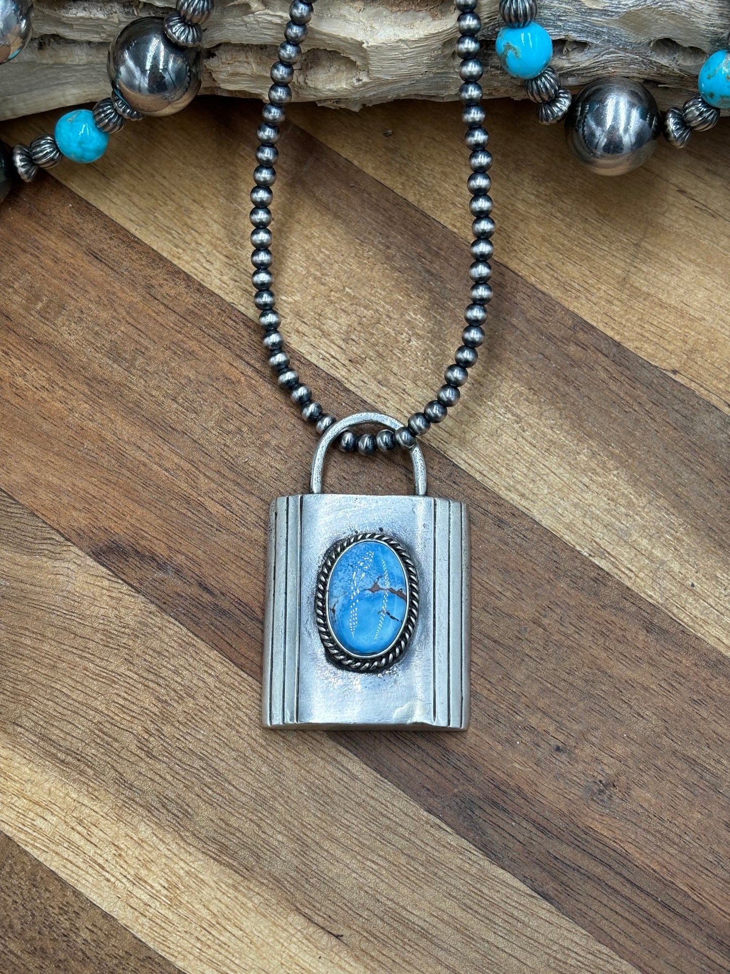 Golden Hills XL Lock Pendant by Charles Johnson, Navajo