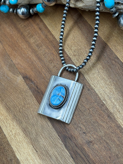 Golden Hills XL Lock Pendant by Charles Johnson, Navajo