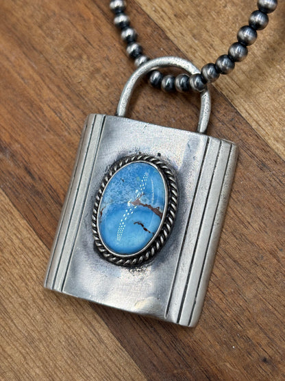 Golden Hills XL Lock Pendant by Charles Johnson, Navajo