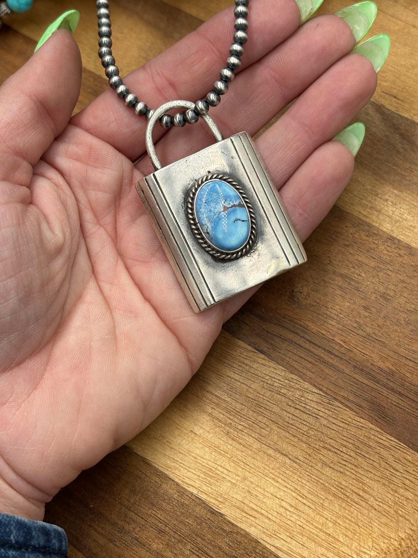 Golden Hills XL Lock Pendant by Charles Johnson, Navajo