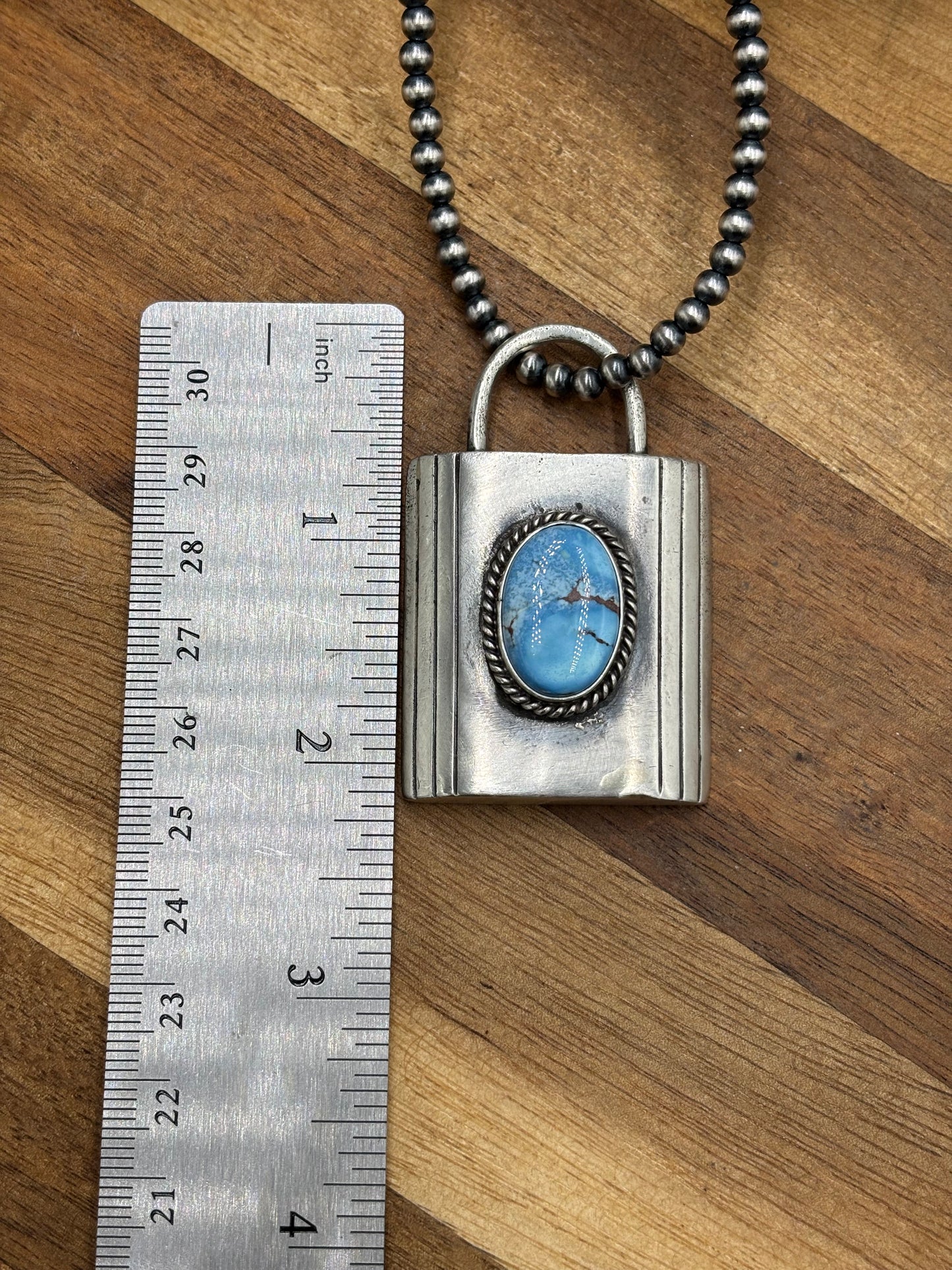 Golden Hills XL Lock Pendant by Charles Johnson, Navajo