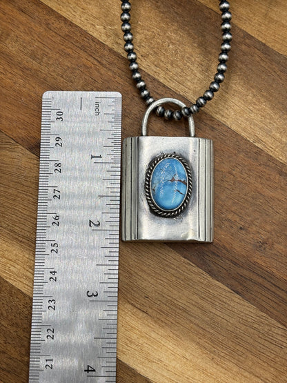 Golden Hills XL Lock Pendant by Charles Johnson, Navajo