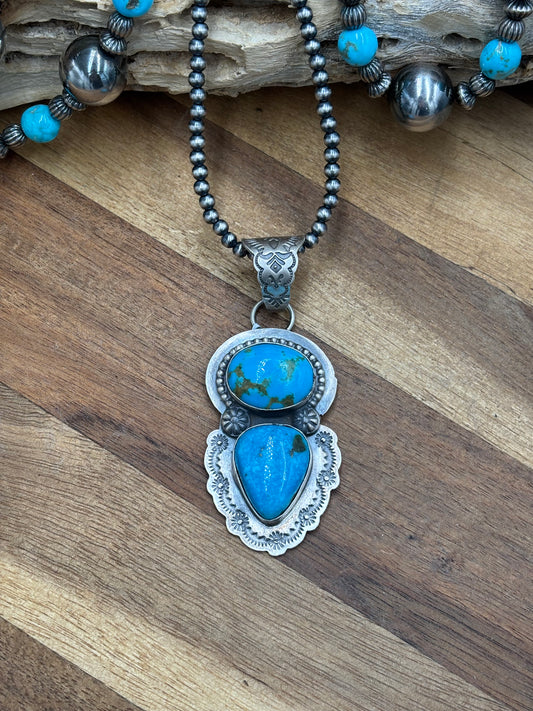 Turquoise Pendant by Delbert Santos, Navajo