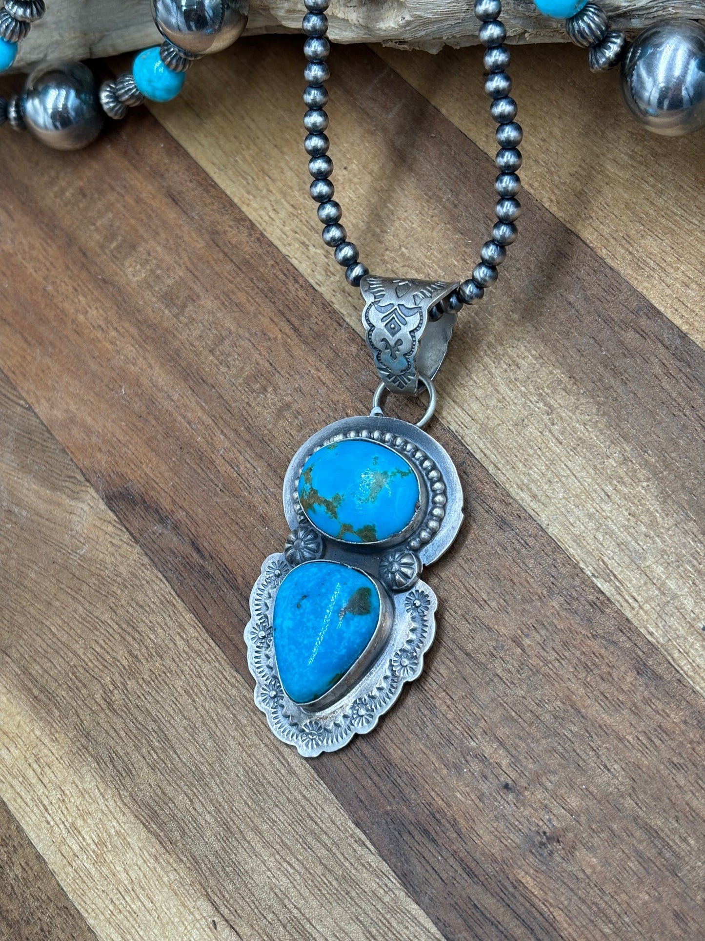 Turquoise Pendant by Delbert Santos, Navajo