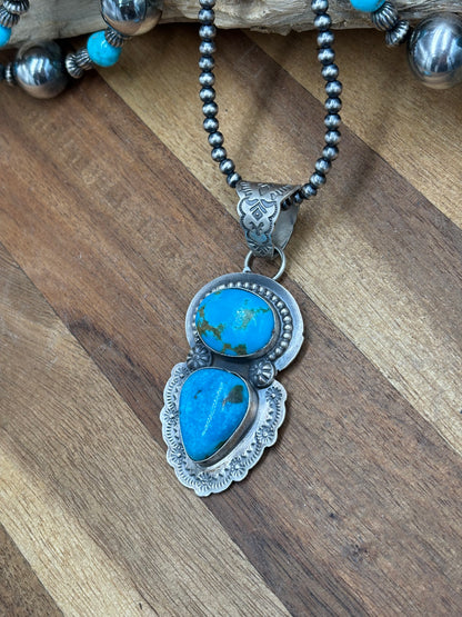 Turquoise Pendant by Delbert Santos, Navajo