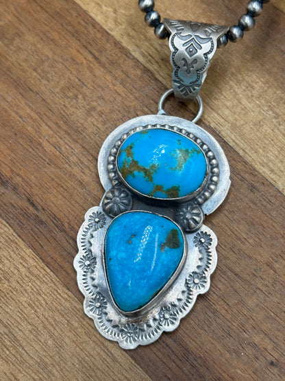Turquoise Pendant by Delbert Santos, Navajo