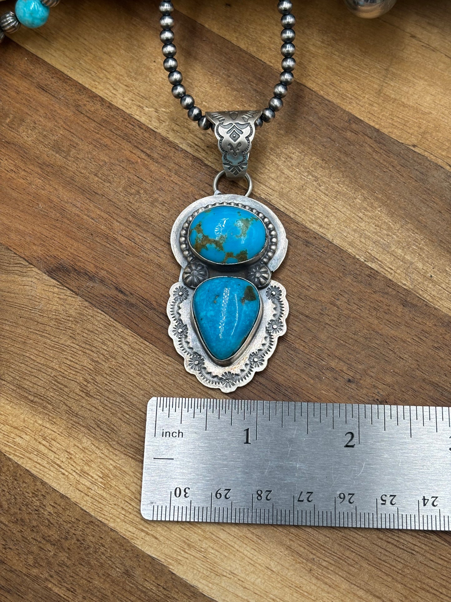 Turquoise Pendant by Delbert Santos, Navajo
