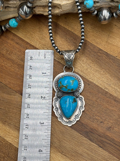 Turquoise Pendant by Delbert Santos, Navajo