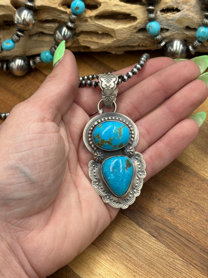Turquoise Pendant by Delbert Santos, Navajo