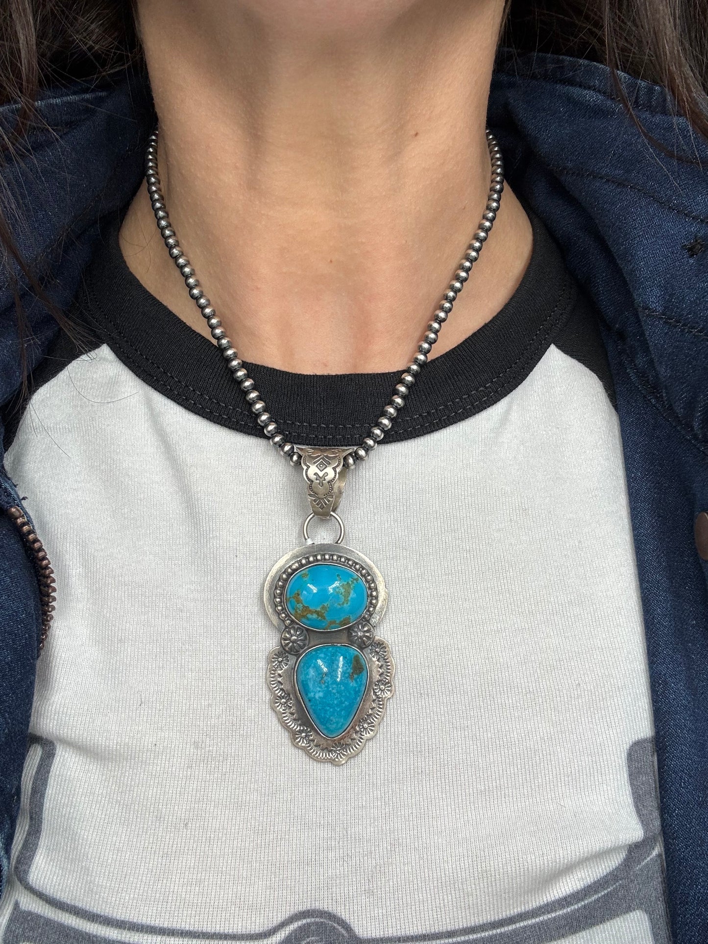 Turquoise Pendant by Delbert Santos, Navajo