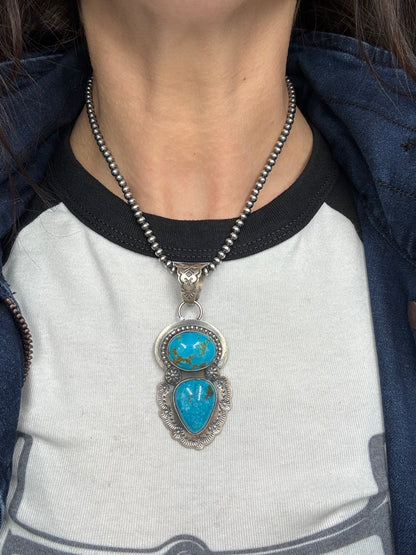 Turquoise Pendant by Delbert Santos, Navajo