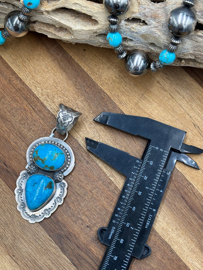 Turquoise Pendant by Delbert Santos, Navajo