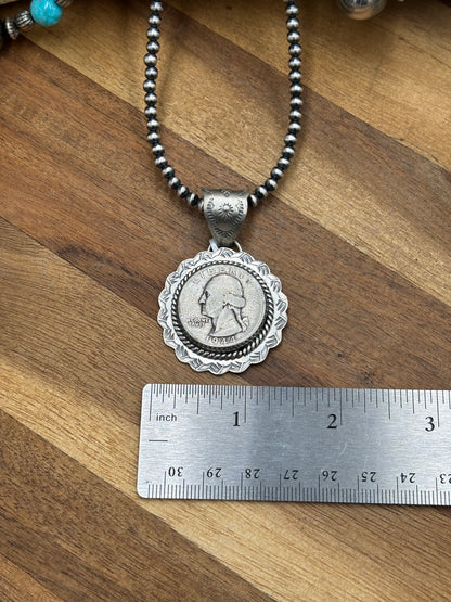 Liberty 1944 Quarter Pendant by Jeff Largo, Navajo