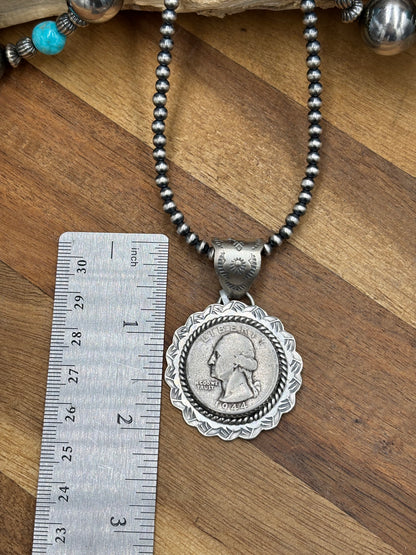 Liberty 1944 Quarter Pendant by Jeff Largo, Navajo