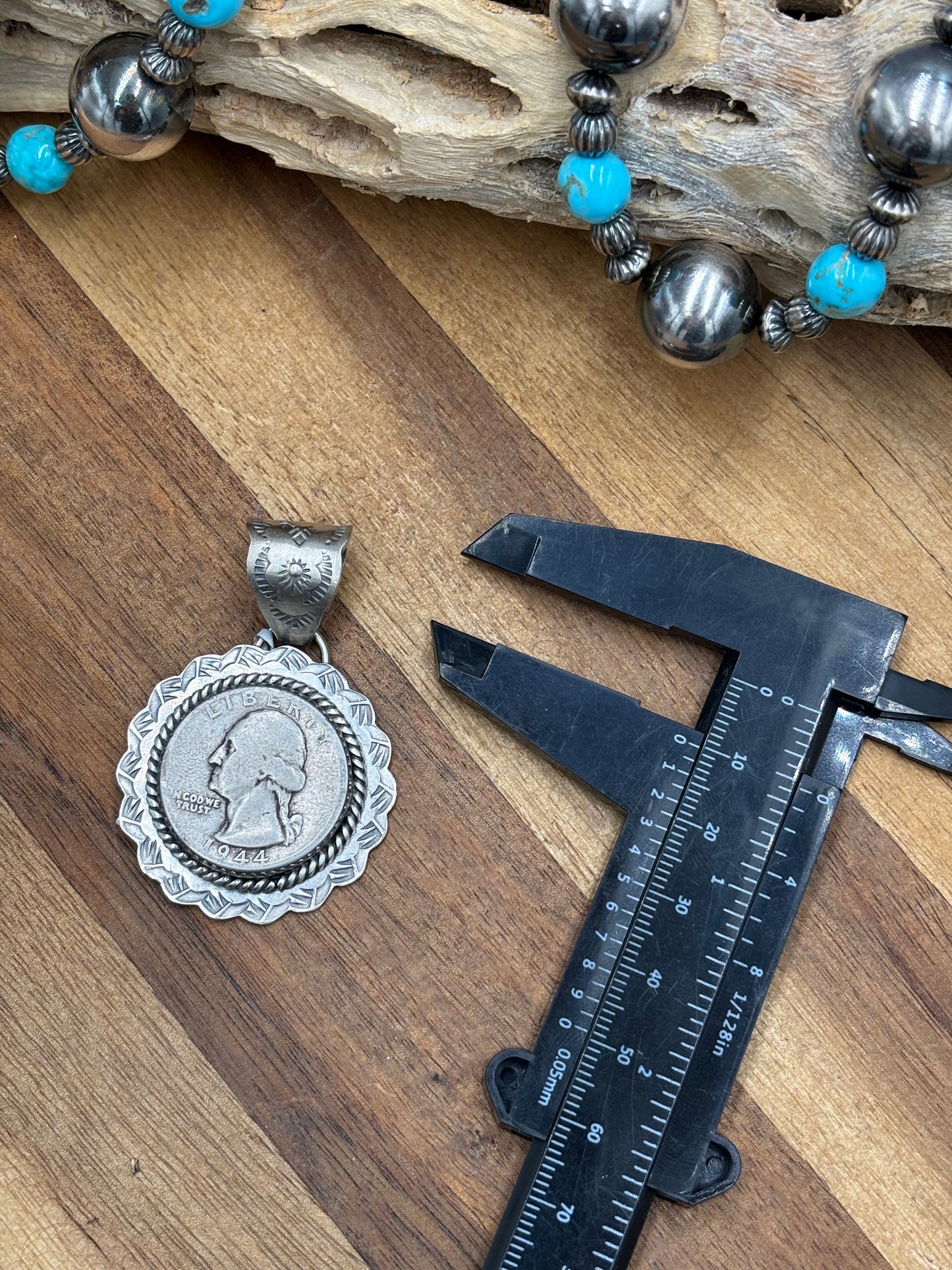 Liberty 1944 Quarter Pendant by Jeff Largo, Navajo