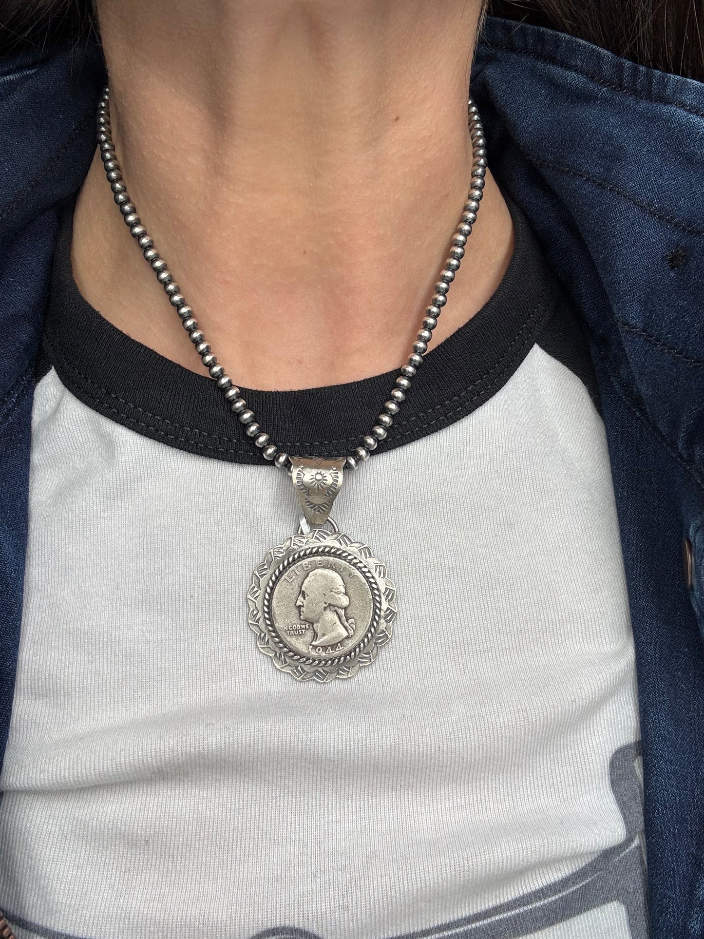 Liberty 1944 Quarter Pendant by Jeff Largo, Navajo