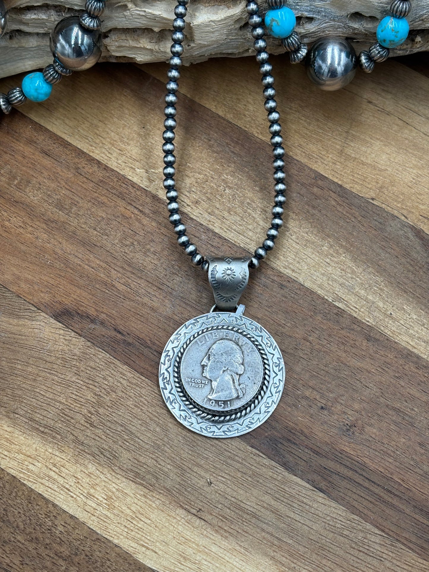 Liberty 1951 Quarter Pendant by Jeff Largo, Navajo