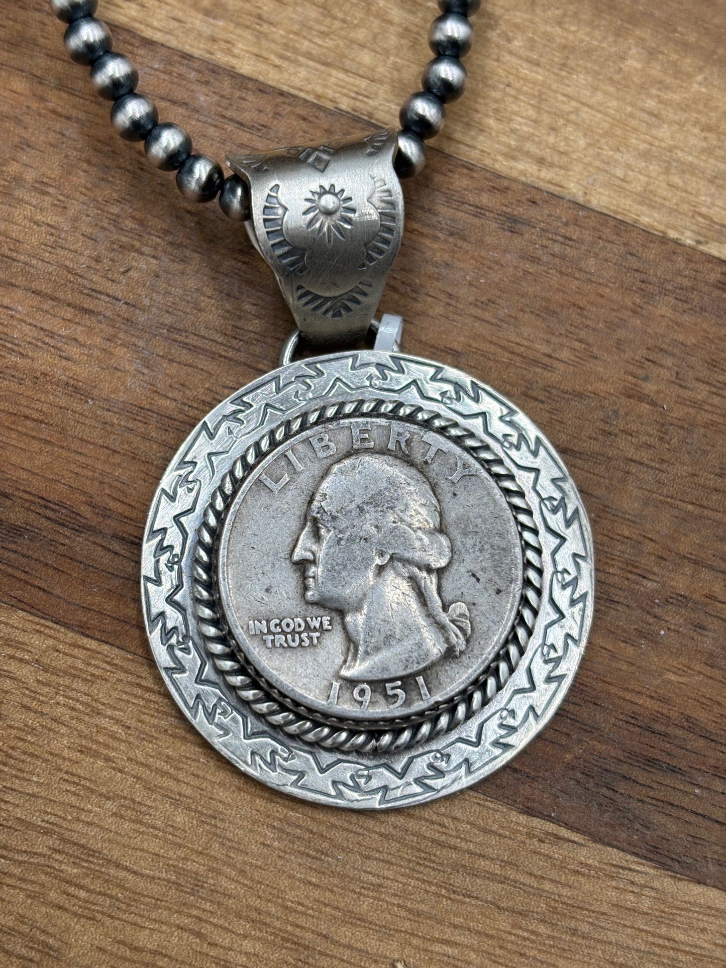 Liberty 1951 Quarter Pendant by Jeff Largo, Navajo