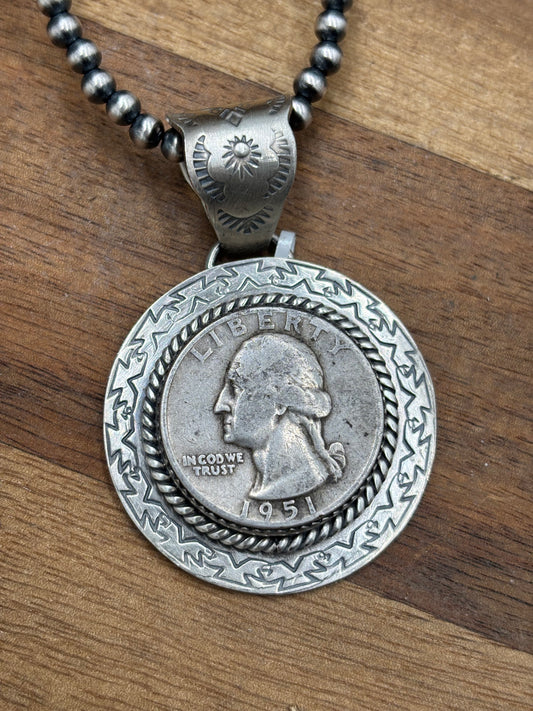 Liberty 1951 Quarter Pendant by Jeff Largo, Navajo