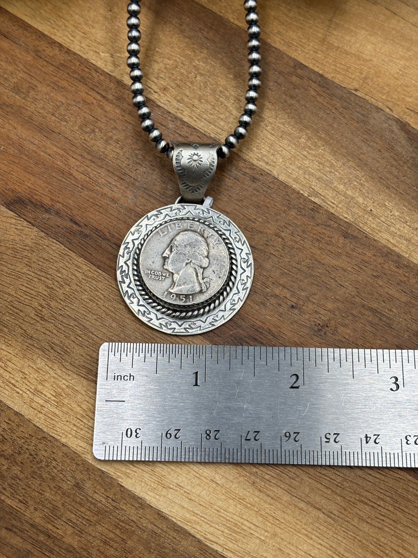 Liberty 1951 Quarter Pendant by Jeff Largo, Navajo