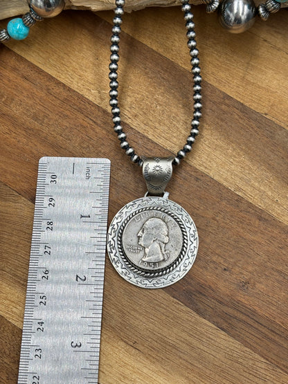 Liberty 1951 Quarter Pendant by Jeff Largo, Navajo