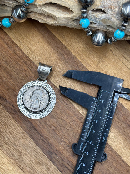 Liberty 1951 Quarter Pendant by Jeff Largo, Navajo