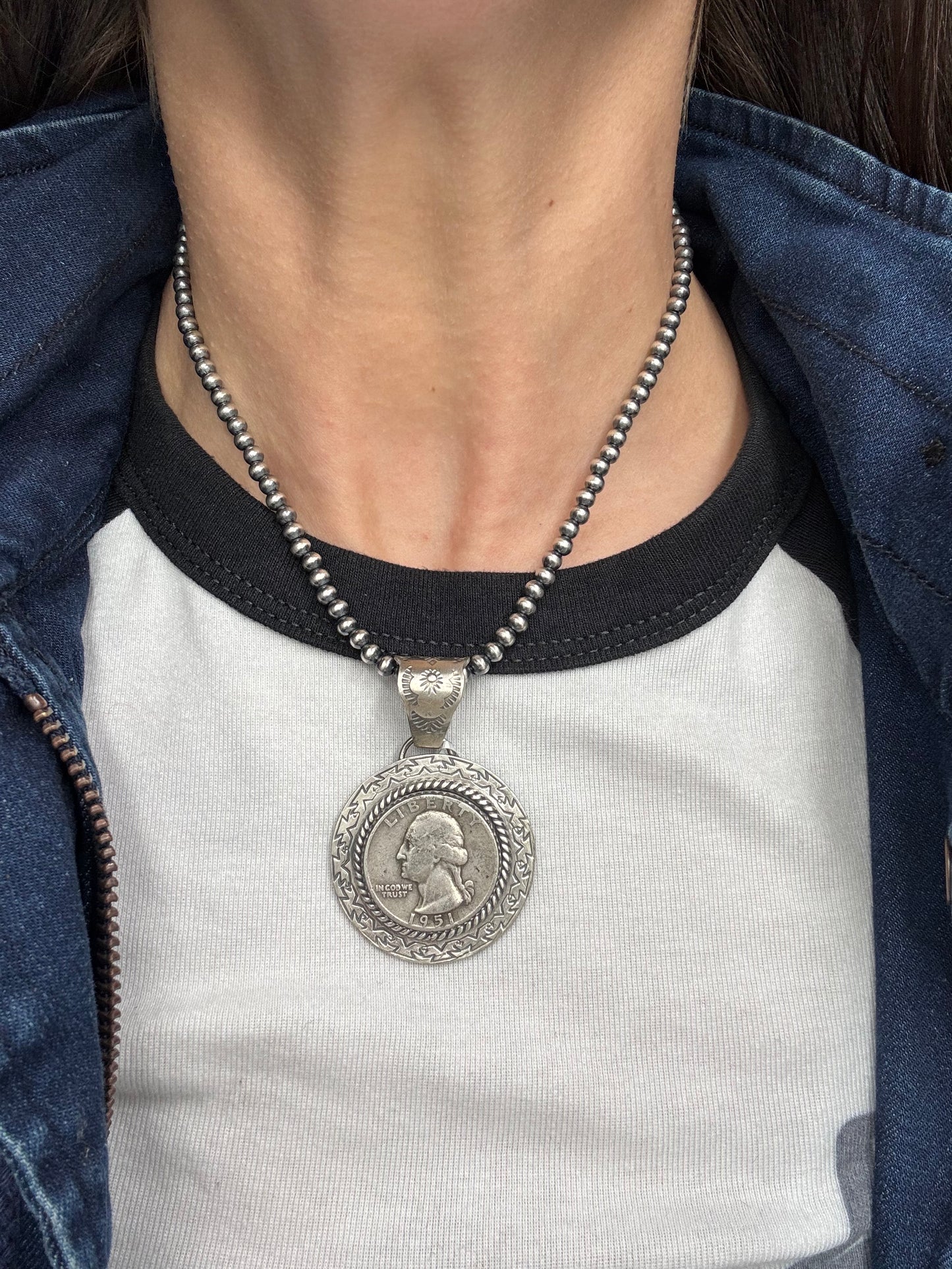 Liberty 1951 Quarter Pendant by Jeff Largo, Navajo