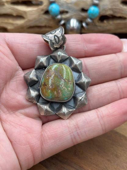 Turquoise Pendant by Ned Nez, Navajo
