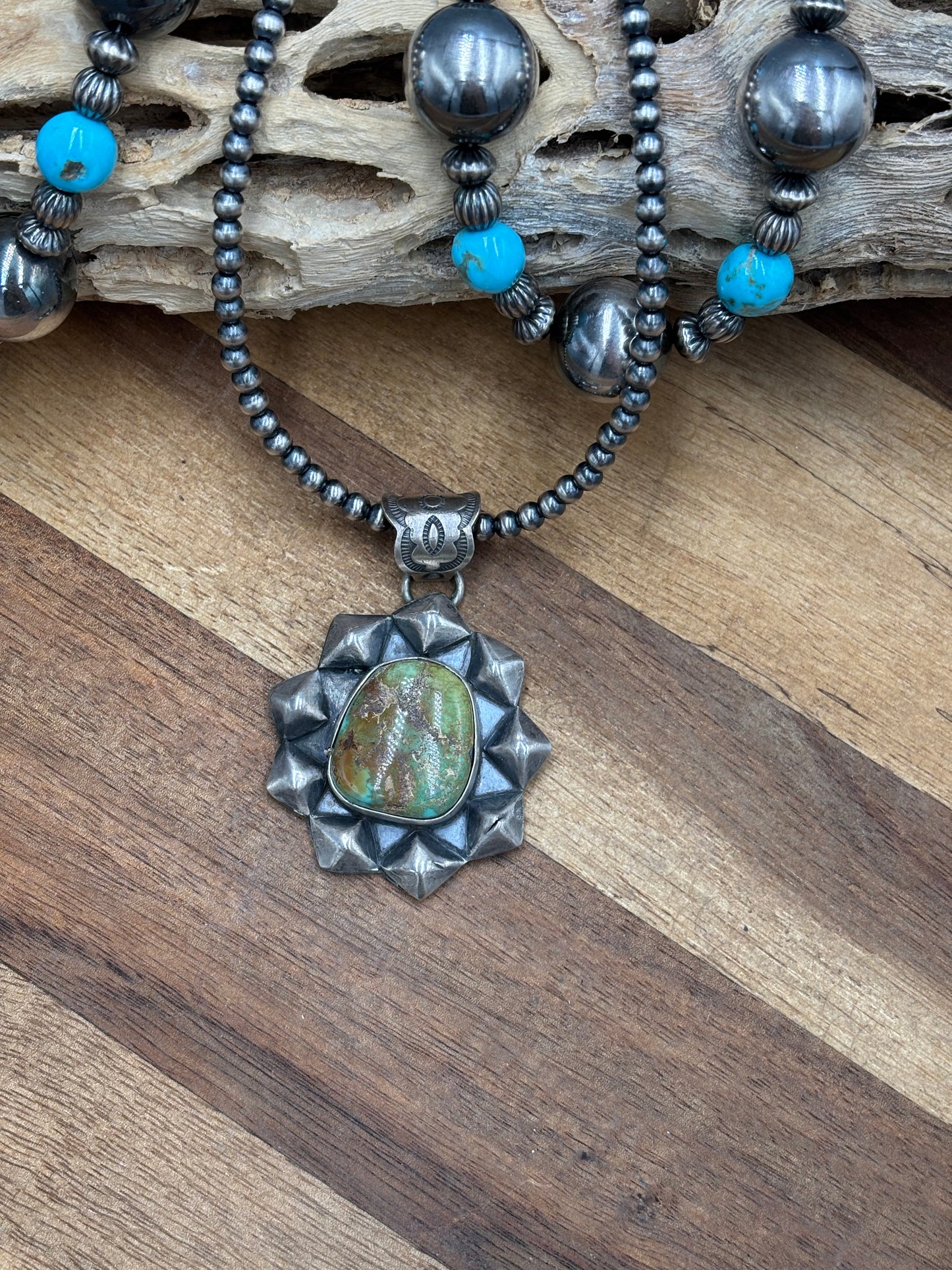 Turquoise Pendant by Ned Nez, Navajo