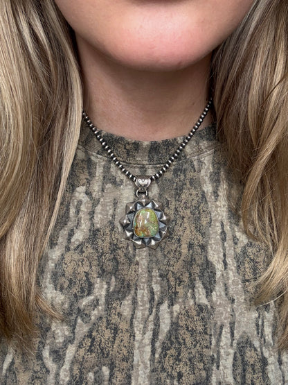 Turquoise Pendant by Ned Nez, Navajo