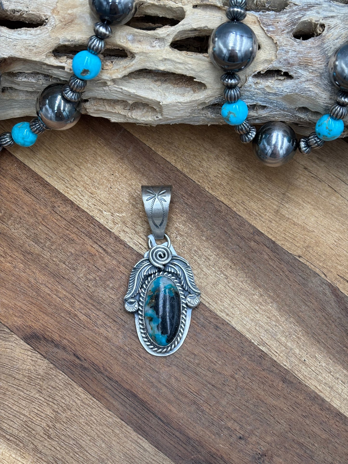 Turquoise Pendant by Gabriel Jurardo, Mexican