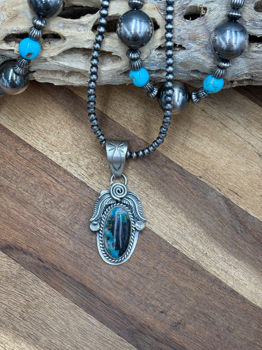 Turquoise Pendant by Gabriel Jurardo, Mexican