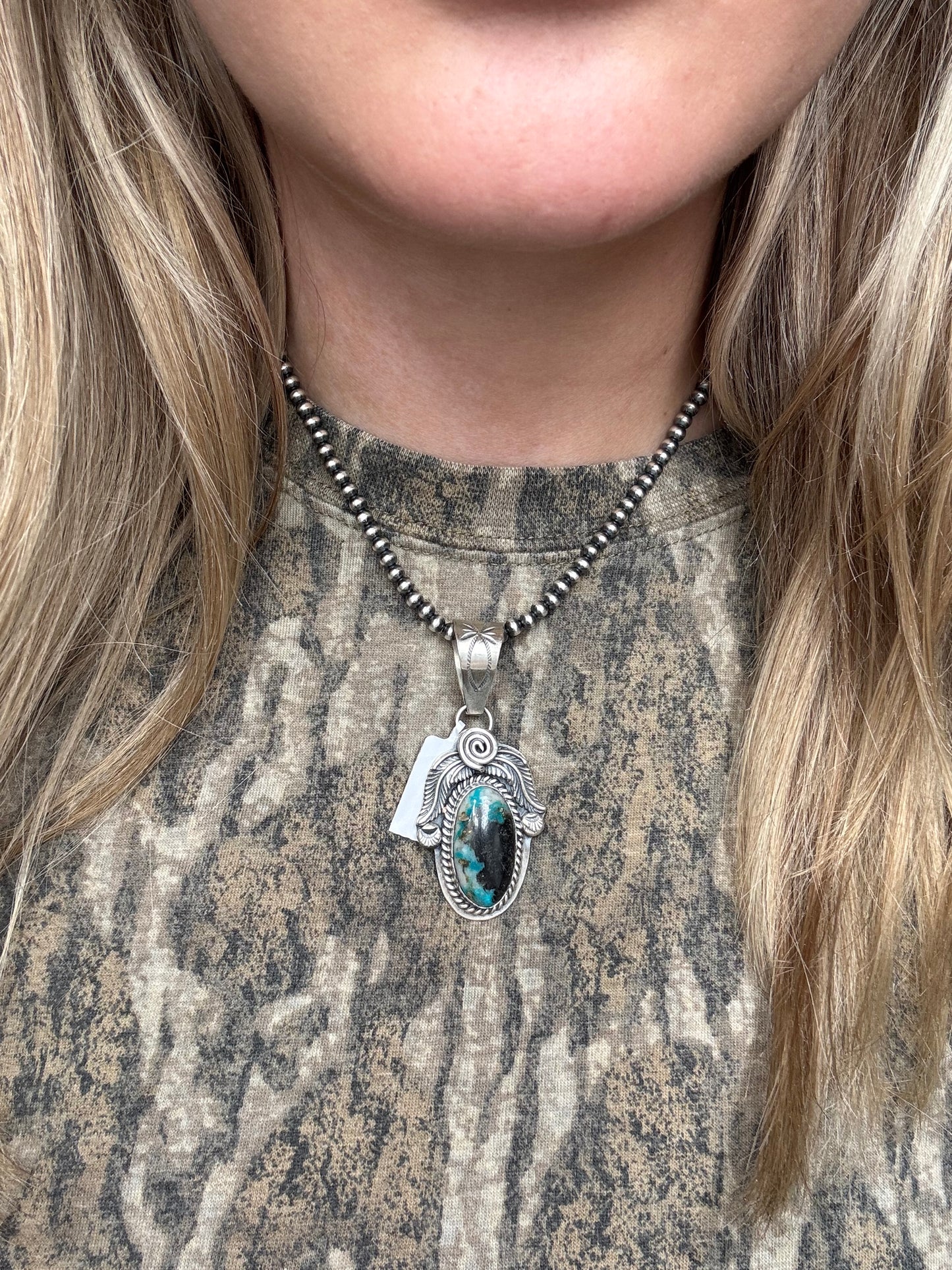 Turquoise Pendant by Gabriel Jurardo, Mexican