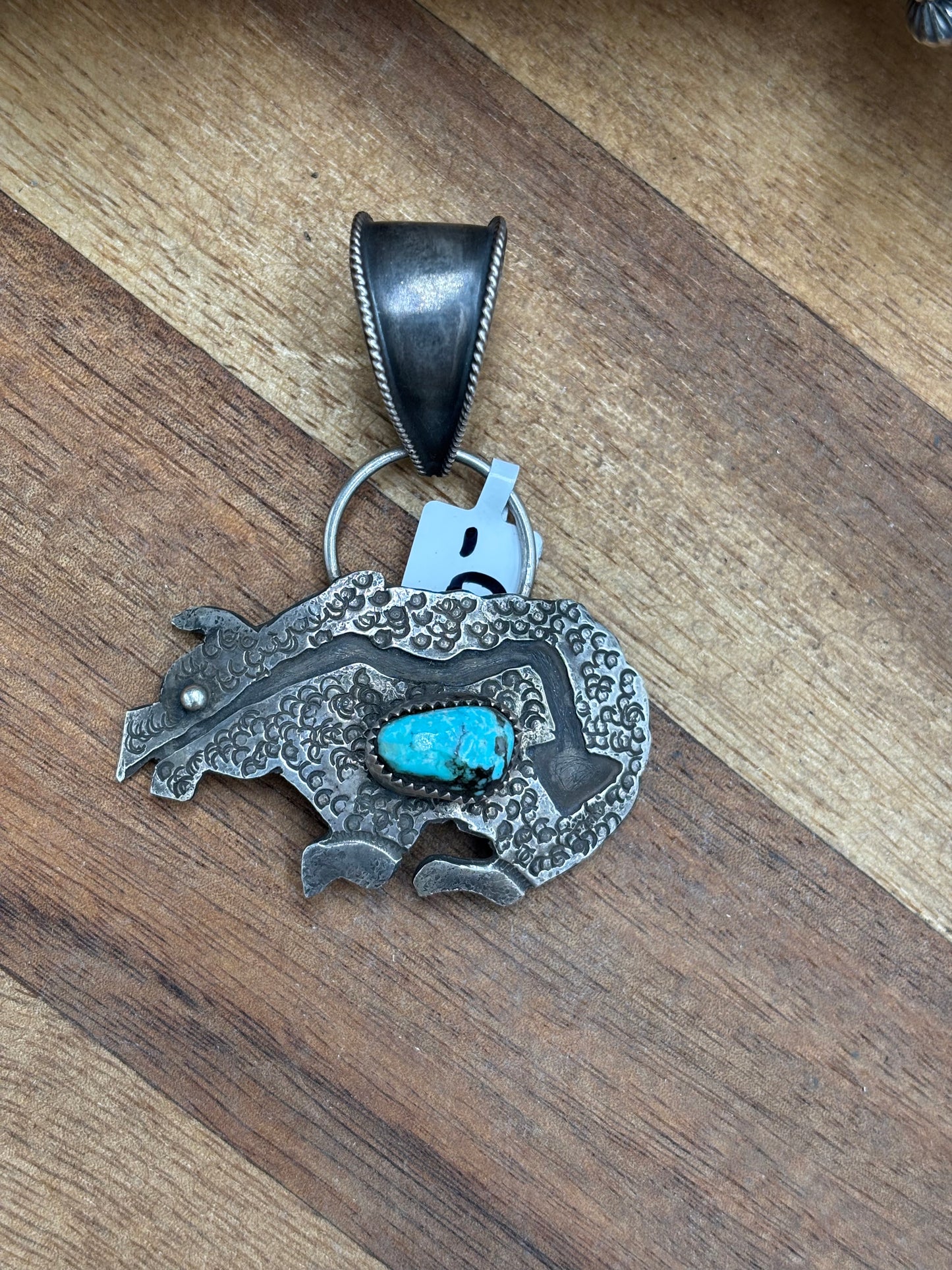 Turquoise Bear Pendant by Frank Valdez, Navajo