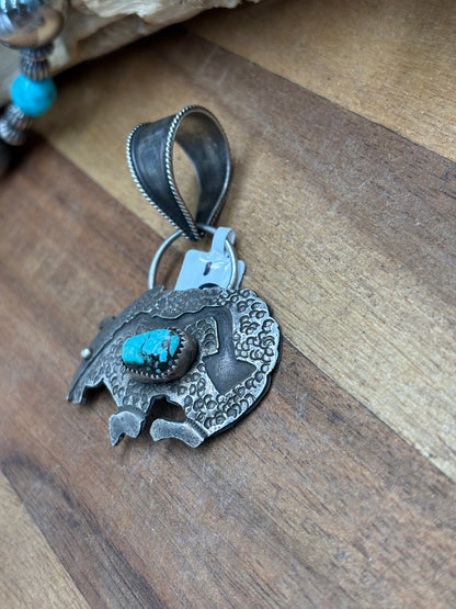 Turquoise Bear Pendant by Frank Valdez, Navajo