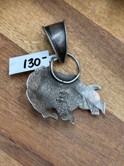 Turquoise Bear Pendant by Frank Valdez, Navajo