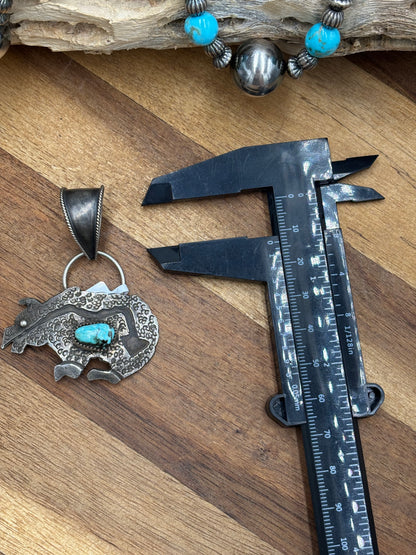 Turquoise Bear Pendant by Frank Valdez, Navajo