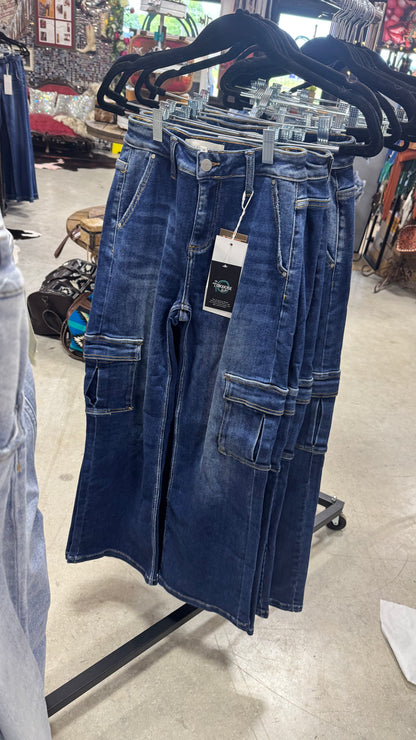 The Kaden Dark Wash Cargo Jeans