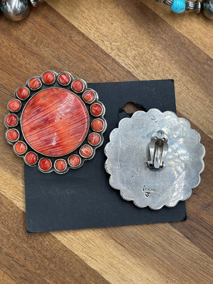 Red Spiny CLIP Earrings #6004-2 by Federico Jimenez