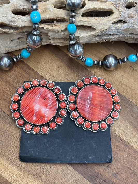 Red Spiny CLIP Earrings #6004-1 by Federico Jimenez