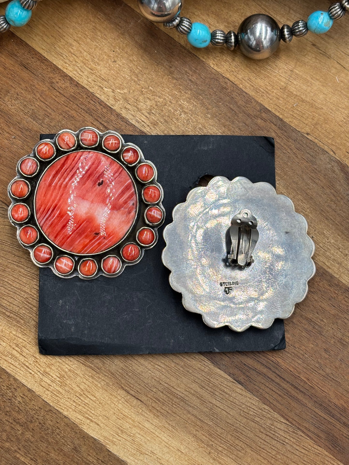 Red Spiny CLIP Earrings #6004-1 by Federico Jimenez