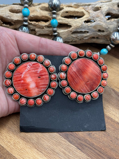 Red Spiny CLIP Earrings #6004-1 by Federico Jimenez